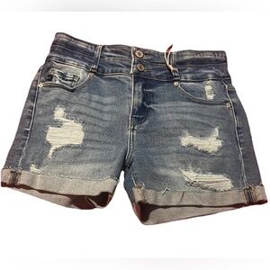 Maurices Blue Distressed Jean Shorts Size 26 =2/4 New With Tags Retail$55